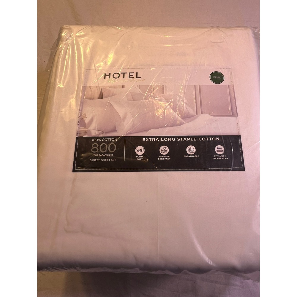 Hotel Signature Sateen 6 Piece Sheet Set King White NEW 800 Thread Count Cotton
